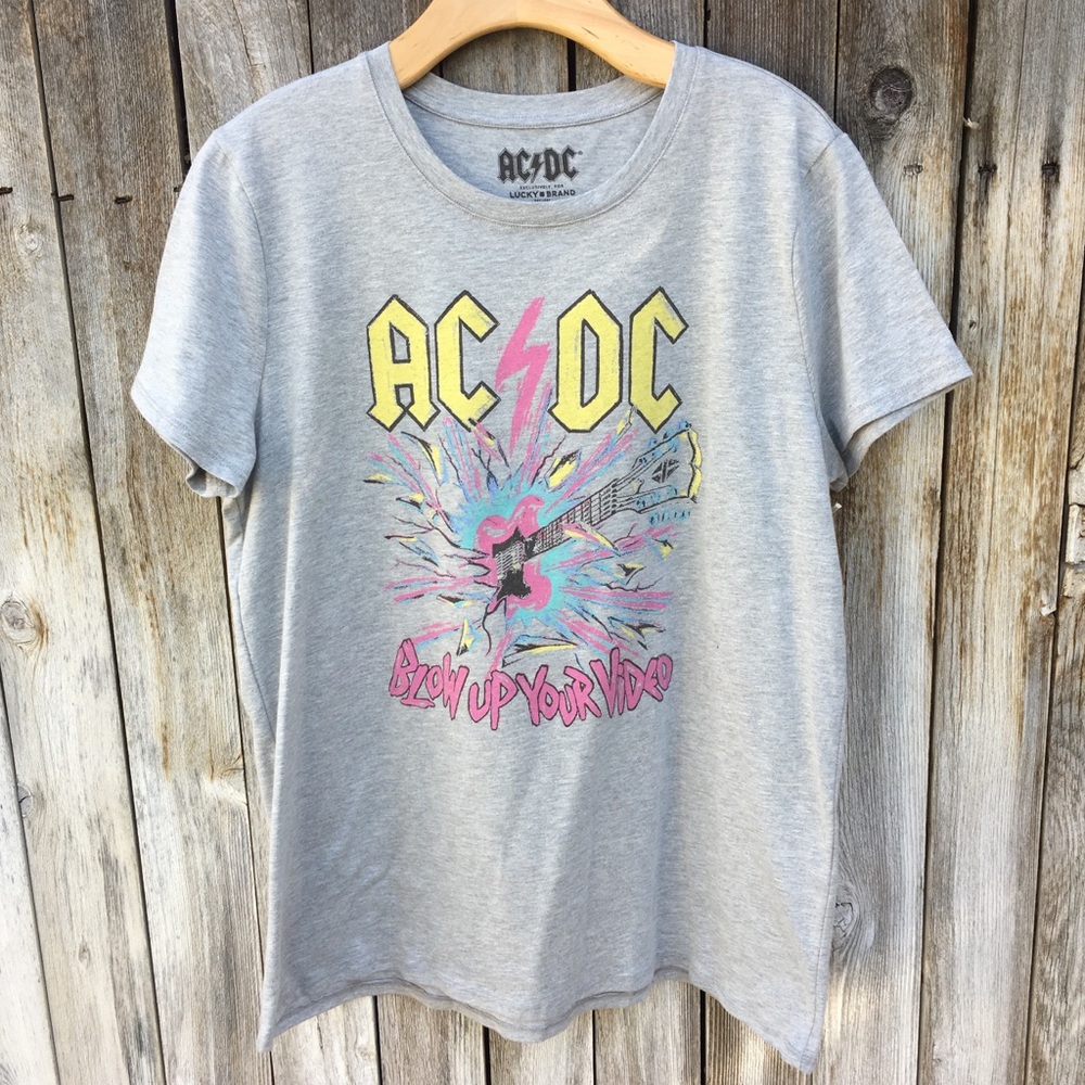 NWT Lucky Brand AC/DC Graphic Tee Grey L